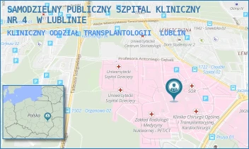 KLINICZNY ODDZIAŁ TRANSPLANTOLOGII - UNIWERSYTECKI SZPITAL KLINICZNY NR 4 W LUBLINIE - DR. K. JACZEWSKIEGO 8, LUBLIN