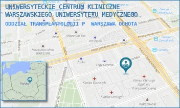 ODDZIAŁ TRANSPLANTOLOGII P - UNIWERSYTECKIE CENTRUM KLINICZNE WARSZAWSKIEGO UNIWERSYTETU MEDYCZNEGO - NOWOGRODZKA 59,  WARSZAWA OCHOTA